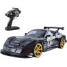 Voiture RC drift GT-S 1/10 noire à jantes dorées avec sa radiocommande