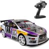 Voiture RC drift Lancer EVO 1/10 blanche et violette avec sa radiocommande