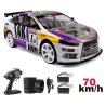 Contenu de la boîte de la Lancer EVO RC : radiocommande, pneus et batteries, 70 km/h