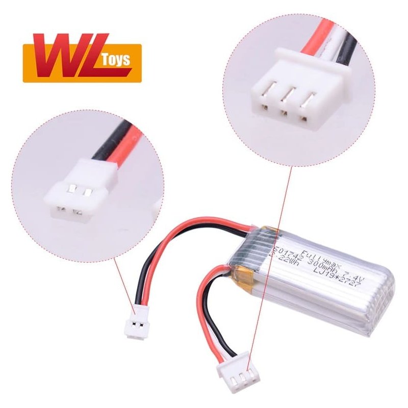 Deux Batteries Rechargeables LiPo 7,4V 300mAh Pour Votre Avion Ou Drone WLToys F959 / XK A600 – Lot De 2
