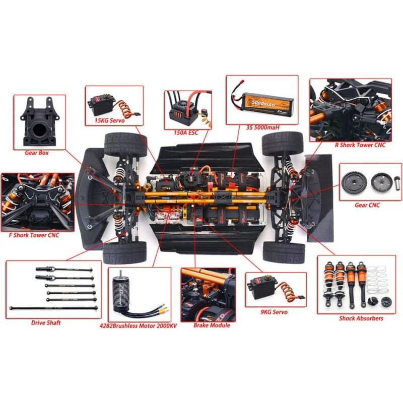 Voiture RC Drift 1/7 Brushless +110 KM/H ZD Racing EX07