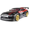 GT3 RC drift 1/10 vue de trois quarts avant, carrosserie noire et rouge