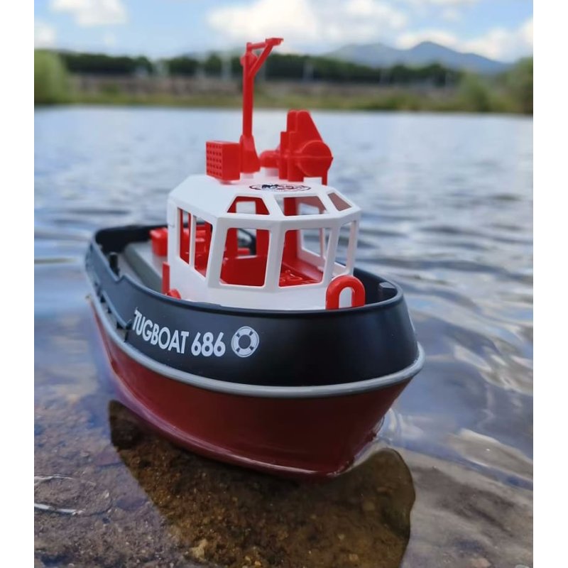 Bateau télécommandé, modèle de remorqueur électrique RC à l'échelle 1:72, 2,4 GHz, modèle de bateau de course RC étanche avec réinitialisation automatique, cadeau idéal pour enfants et adultes